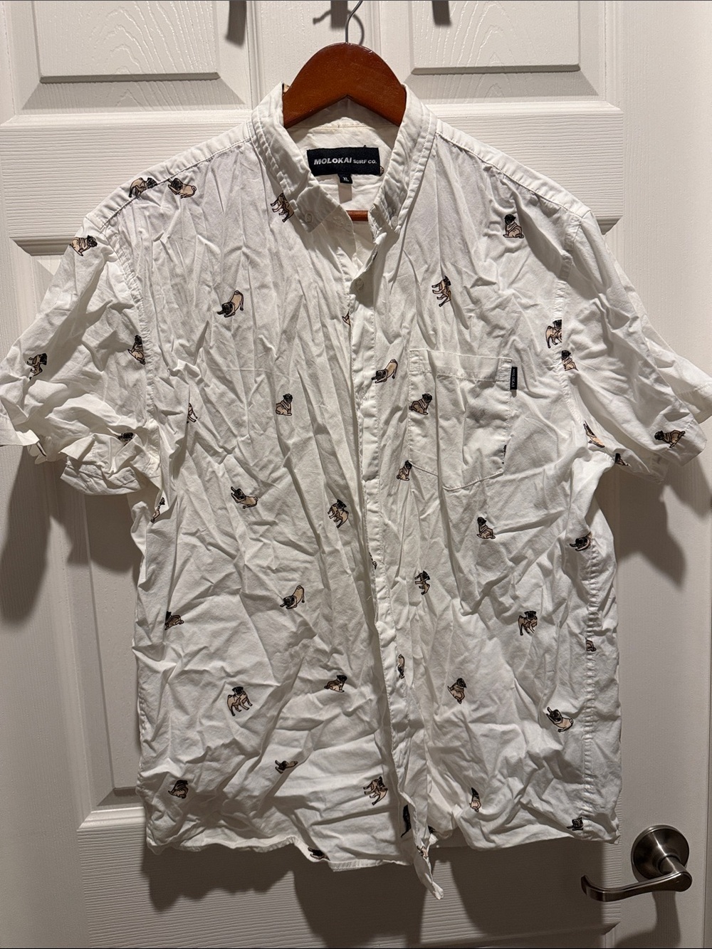 Molokai Supply Co. White Short-Sleeve Button-Down with Dog Print